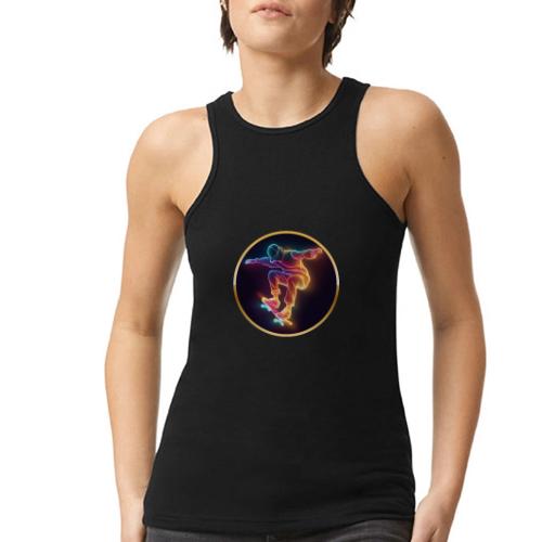 Skateboarding: Midnight Neon Skater - American Apparel Women’s Racerneck Tank