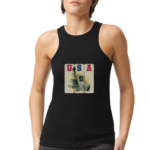 Art illustration of the Statue of Liberty - American Apparel Women’s Racerneck Tank