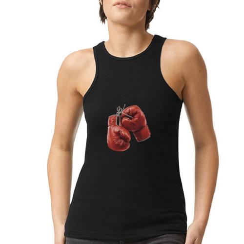 Boxing: Hanging Gloves Icon - American Apparel Women’s Racerneck Tank