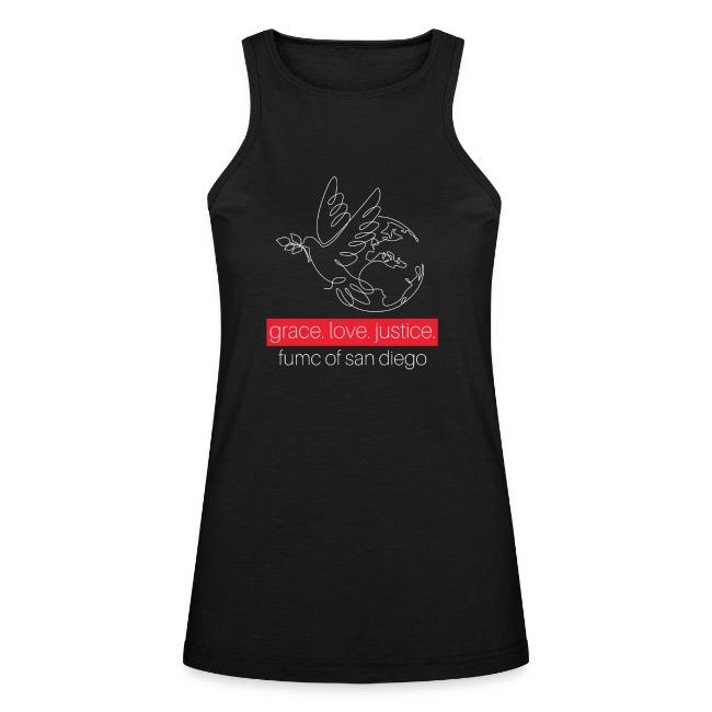 Grace. Love. Justice.- dove and earth graphic