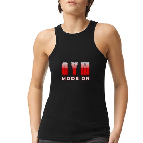 Gym Mode On Fitness Typography Design - American Apparel Women’s Racerneck Tank