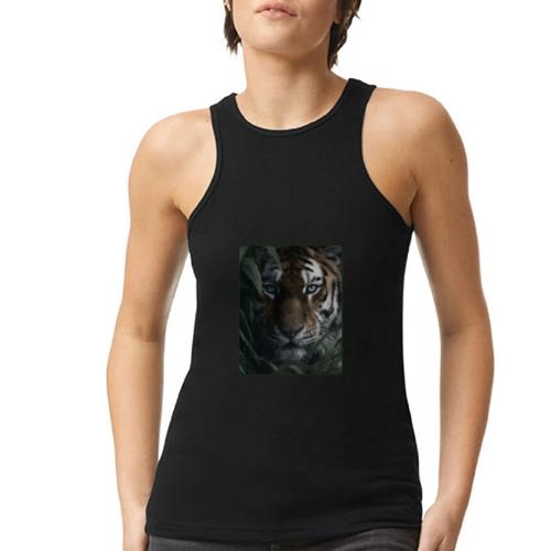 Tiger Jungle Eyes Wildlife Design - American Apparel Women’s Racerneck Tank