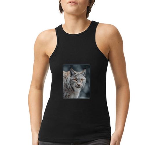 Lynx Portrait Piercing Eyes Design - American Apparel Women’s Racerneck Tank