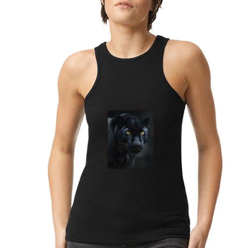 Black Panther Glowing Eyes Design - American Apparel Women’s Racerneck Tank