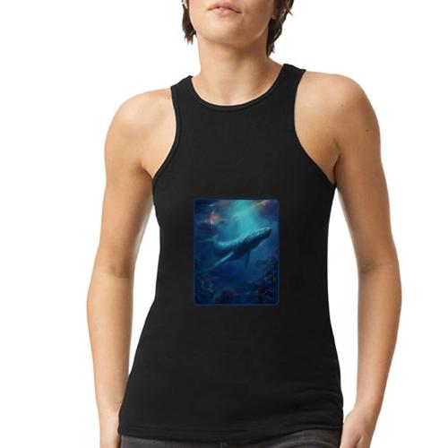 Humpback Whale Ocean Reef Design - American Apparel Women’s Racerneck Tank
