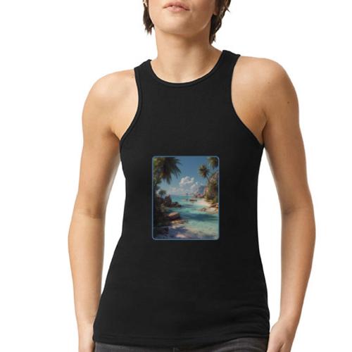 Tropical Island Paradise Ocean Design - American Apparel Women’s Racerneck Tank