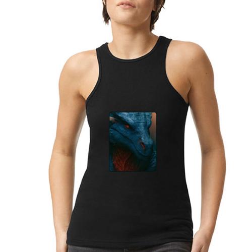 Turquoise Dragon Fire Eye Design - American Apparel Women’s Racerneck Tank