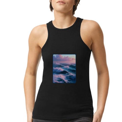 Dreamy Pastel Ocean Sunset Art - American Apparel Women’s Racerneck Tank