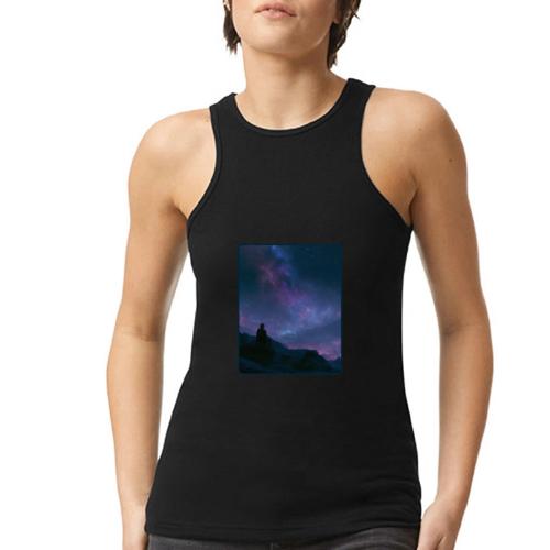 Stargazer Nebula Night Sky Art - American Apparel Women’s Racerneck Tank