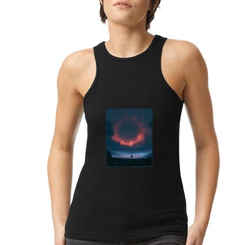Supernova Reflection Space Scene - American Apparel Women’s Racerneck Tank
