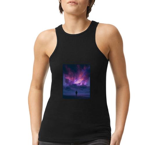 Cosmic Supernova Night Design - American Apparel Women’s Racerneck Tank
