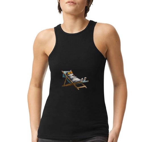 Sunshine Cat Mode - American Apparel Women’s Racerneck Tank