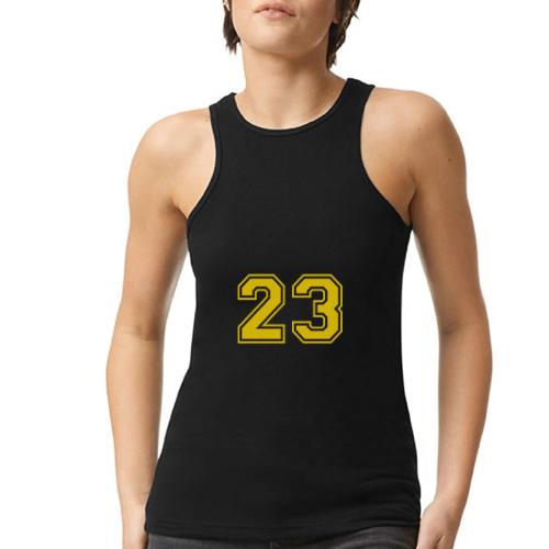 Number 23 in a classic athletic collegiate font - American Apparel Women’s Racerneck Tank