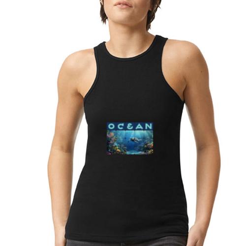 Ocean: Turtle Drift - American Apparel Women’s Racerneck Tank