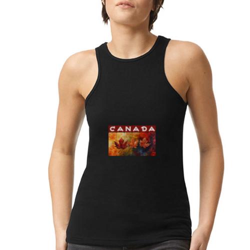Painted Canada Leaves - American Apparel Women’s Racerneck Tank