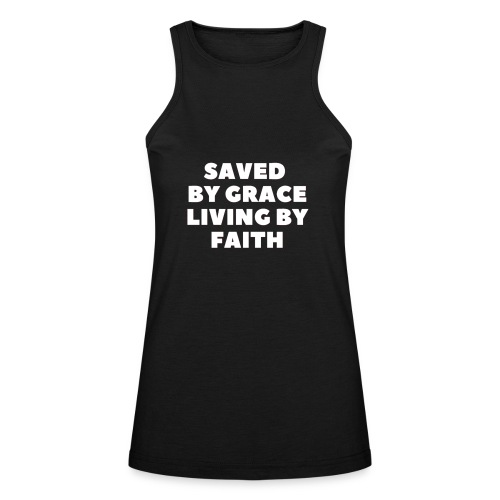 Saved By Grace Living By Faith - American Apparel Women’s Racerneck Tank