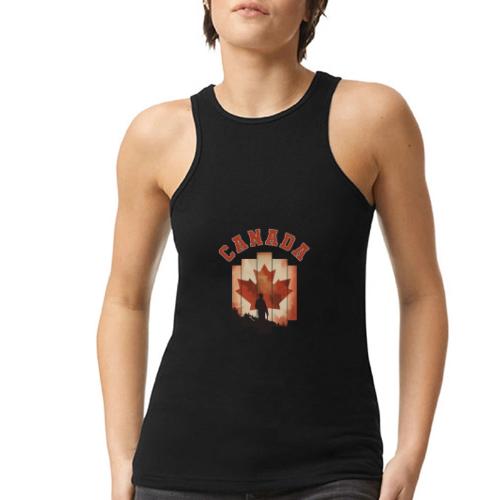 Proud Canadian Shadow - American Apparel Women’s Racerneck Tank