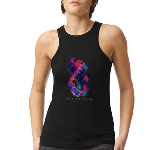 Forever Love-Vibrant Watercolor Mother-Child - American Apparel Women’s Racerneck Tank