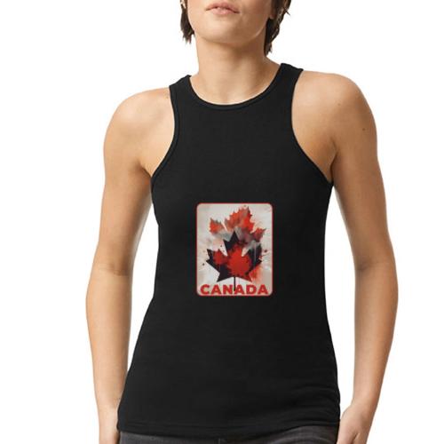 Canada Inked Leaf - American Apparel Women’s Racerneck Tank