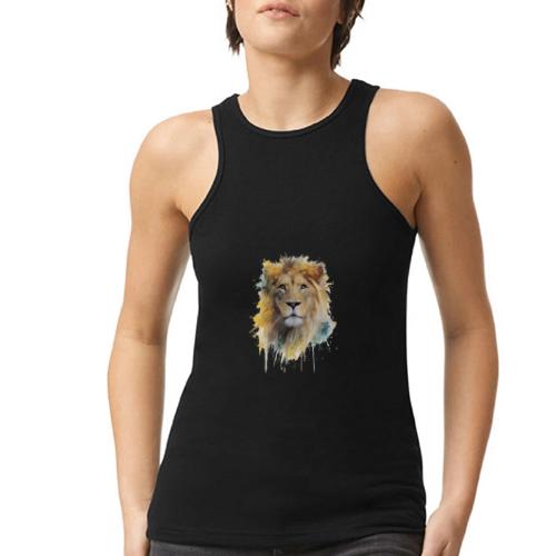 Watercolor Lion Portrait - American Apparel Women’s Racerneck Tank