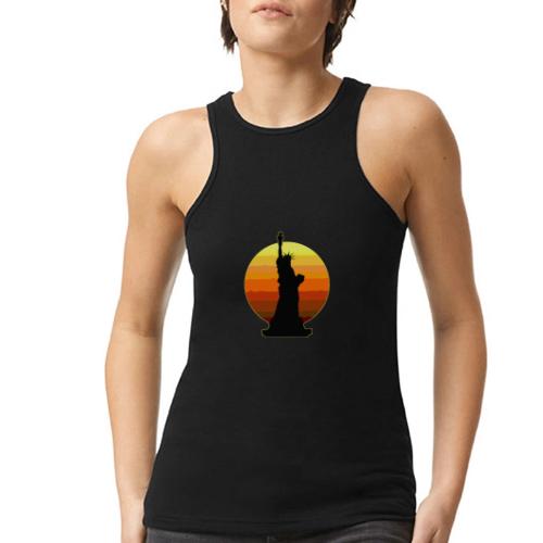 USA: Golden Horizon Liberty - American Apparel Women’s Racerneck Tank