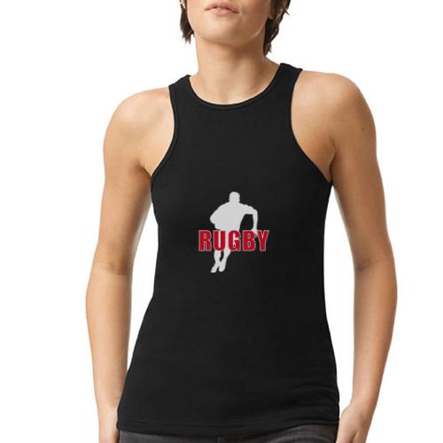 Bold Rugby Action Silhouette - American Apparel Women’s Racerneck Tank