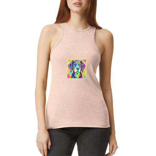 Rainbow Dog Portrait Design - American Apparel Women’s Racerneck Tank