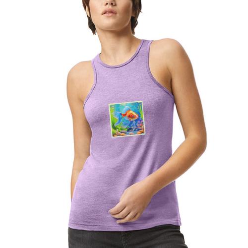 Colorful Tank Goldfish Design - American Apparel Women’s Racerneck Tank