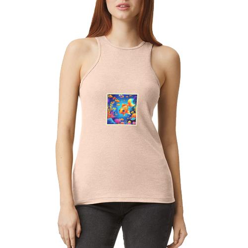 Vibrant Underwater Fish World Design - American Apparel Women’s Racerneck Tank