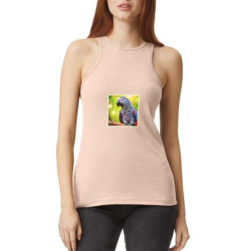 Talking African Grey Parrot - American Apparel Women’s Racerneck Tank