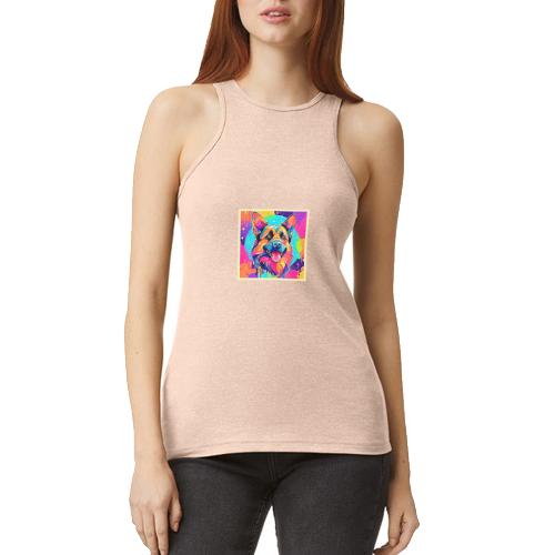 Vibrant Canine: Happy Puppy Love - American Apparel Women’s Racerneck Tank
