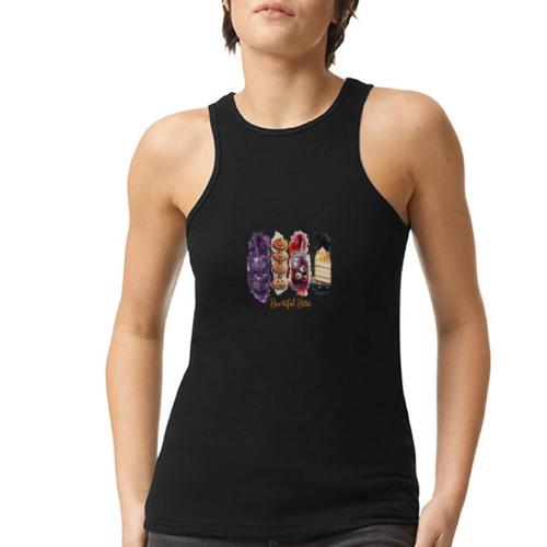 Spooky Cute Halloween Treats Art - American Apparel Women’s Racerneck Tank