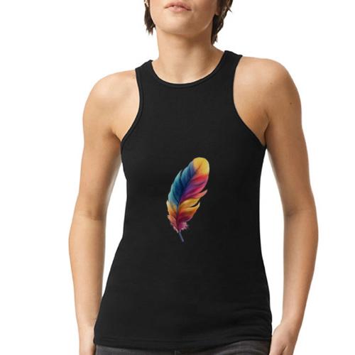 Rainbow Flight Feather - American Apparel Women’s Racerneck Tank