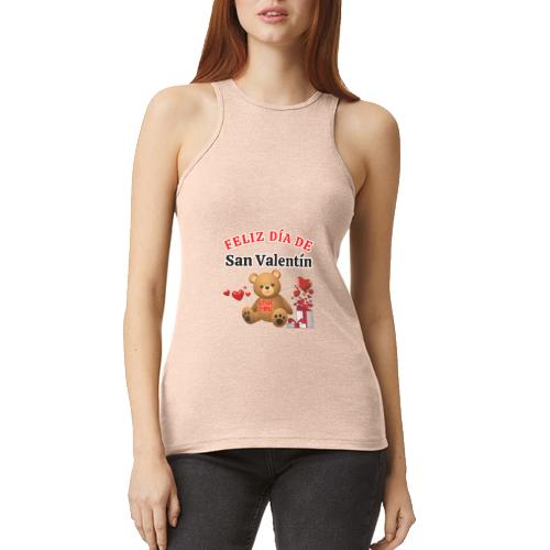 Valentine's Day Celebration Bears Love Hearts. - American Apparel Women’s Racerneck Tank