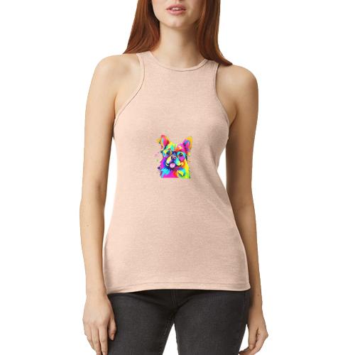 Vibrant Pup: Abstract Dog Art - American Apparel Women’s Racerneck Tank