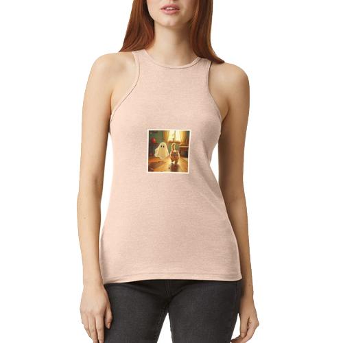 Funny Kitten Spooky Friend - American Apparel Women’s Racerneck Tank