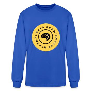 Always Know Never Assume Badge - Men's Long Sleeve T-Shirt - royal blue - Front