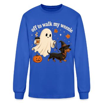 Funny Dachshund Ghost Halloween Dog Lover - Men's Long Sleeve T-Shirt - royal blue - Front