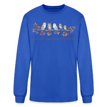 Autumn Owls on Branch - Men's Long Sleeve T-Shirt - royal blue - Front