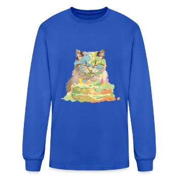 ColorSplash Cat Cake - Funny animals - Men's Long Sleeve T-Shirt - royal blue - Front