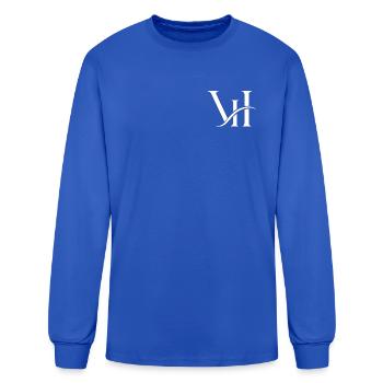 VI Monogram with Swoosh - Men's Long Sleeve T-Shirt - royal blue - Front