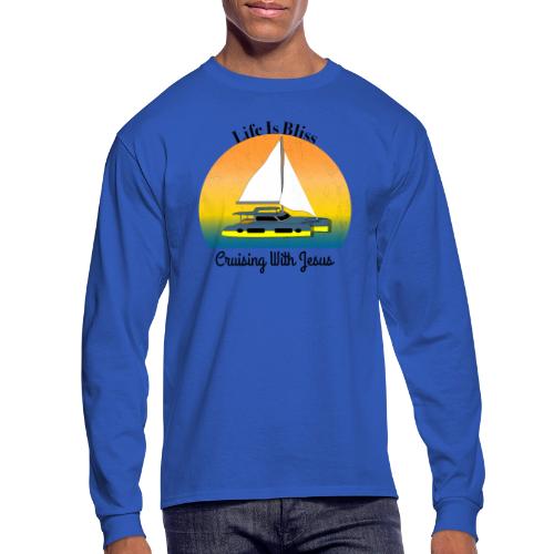 Life Is Bliss –Cruising With Jesus Sailboat Sunset - Men's Long Sleeve T-Shirt