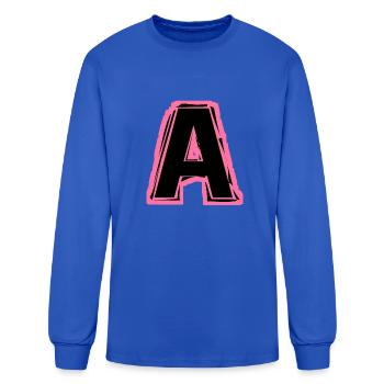 A (initial-pink) - Men's Long Sleeve T-Shirt - royal blue - Front