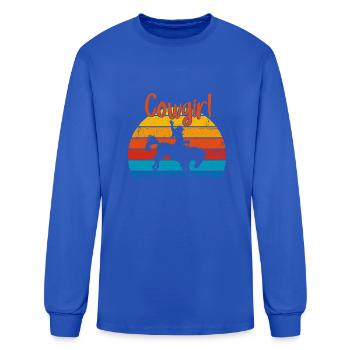 cow girl is hunting at high speed - Men's Long Sleeve T-Shirt - royal blue - Front