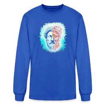 Dual Face of Thought: Blue + Neon Fractals - Men's Long Sleeve T-Shirt - royal blue - Front