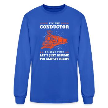 Train Conductor Railroad Trains - Men's Long Sleeve T-Shirt - royal blue - Front