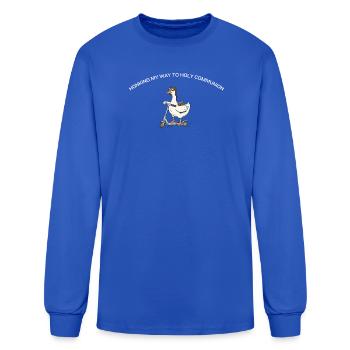 Goose Scooter Holy Communion Funny Religious - Men's Long Sleeve T-Shirt - royal blue - Front