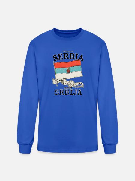 Vintage Serbia Country Flag T-Shirt - Men's Long Sleeve T-Shirt - royal blue