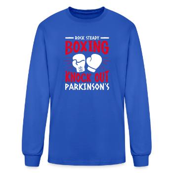 Knock Out Parkinson's Boxing Emblem - Men's Long Sleeve T-Shirt - royal blue - Front