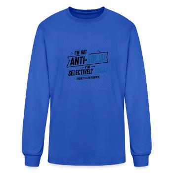 Not Ant-Social Selectively Social - Men's Long Sleeve T-Shirt - royal blue - Front